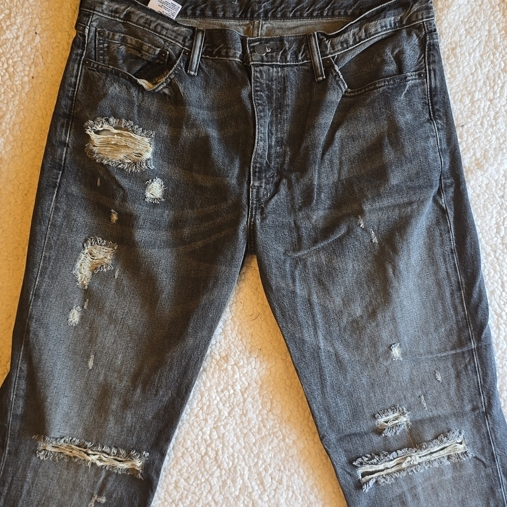 Levi's 511 Distressed Charcoal Black Slim Fit Men Jeans Size 38 - Picture 8 of 16